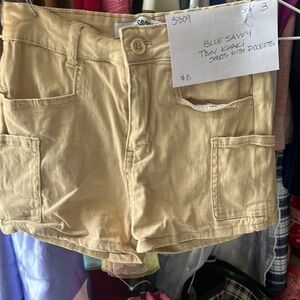 Tan Cargo Shorts with Mid-Length Cut